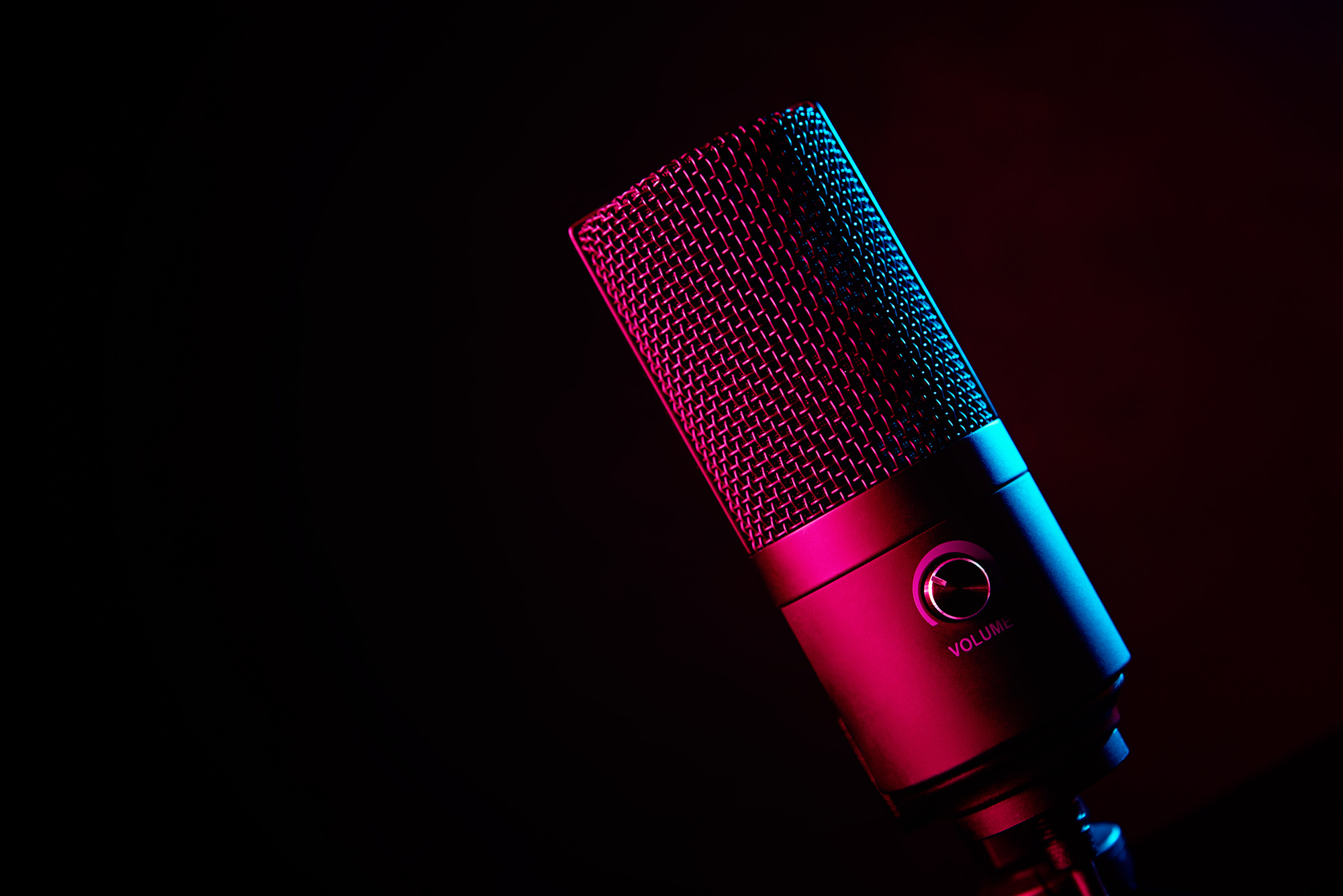 Black Condenser Microphone on Dark